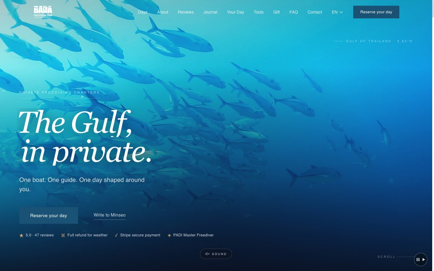 Bada Freediving website hero