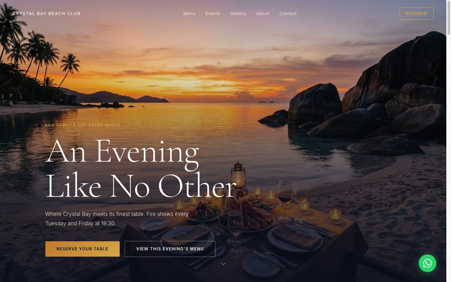 Crystal Bay Beach Club website hero